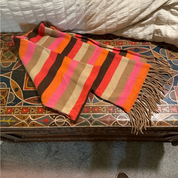Kinross Cashmere Colorful Striped Extra Long Scarf with Fringe - Picture 4 of 10